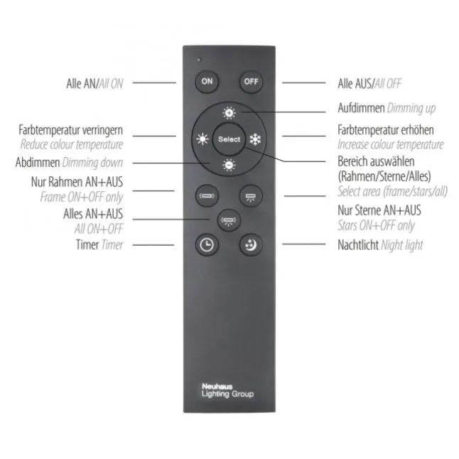 LED-Deckenleuchte, stahlfarben, Fernbdienung, dimmbar, CCT