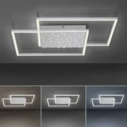 LED-Deckenleuchte, stahlfarben, Fernbdienung, dimmbar, CCT