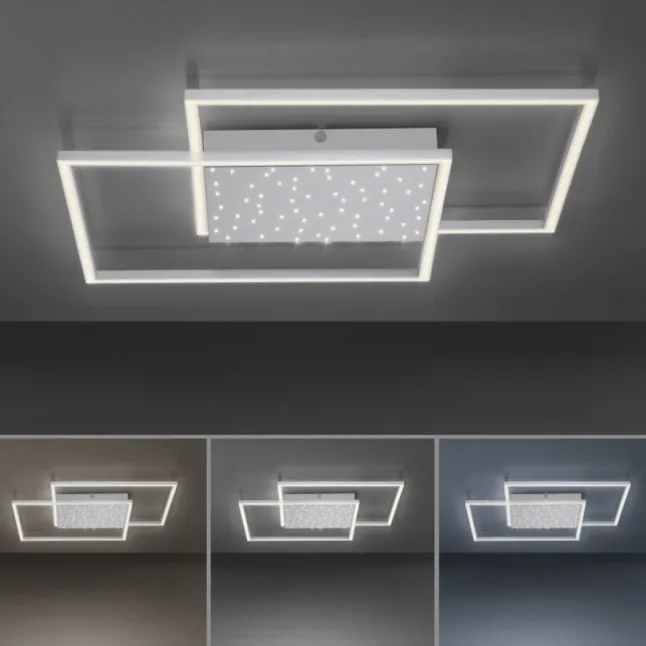 LED-Deckenleuchte, stahlfarben, Fernbdienung, dimmbar, CCT