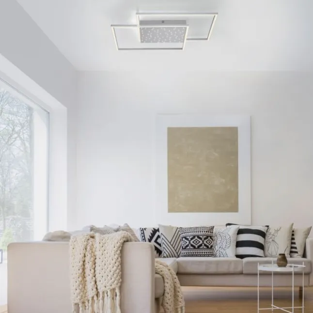 LED-Deckenleuchte, stahlfarben, Fernbdienung, dimmbar, CCT