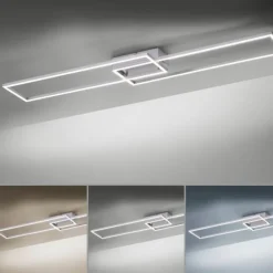 LED Deckenleuchte, stahlfarben, dimmbar, CCT, modern, 110cm lang