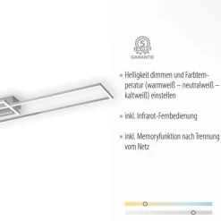 LED Deckenleuchte, stahlfarben, dimmbar, CCT, modern, 110cm lang
