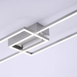 LED Deckenleuchte, stahlfarben, dimmbar, CCT, modern, 110cm lang