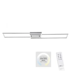 LED Deckenleuchte, stahlfarben, dimmbar, CCT, modern, 110cm lang