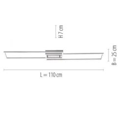 LED Deckenleuchte, stahlfarben, dimmbar, CCT, modern, 110cm lang