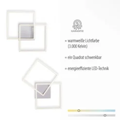 LED Deckenleuchte, stahlfarben, quadratisch, modern, energiesparend