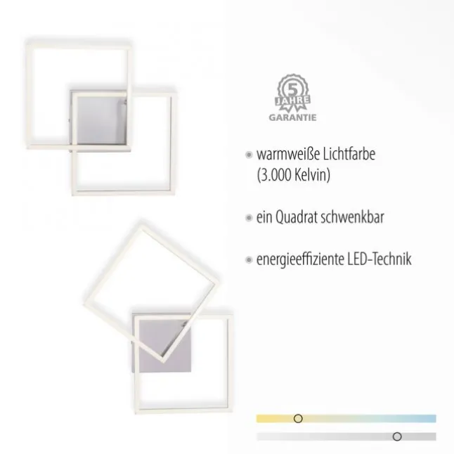 LED Deckenleuchte, stahlfarben, quadratisch, modern, energiesparend