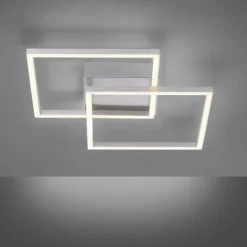 LED Deckenleuchte, stahlfarben, quadratisch, modern, energiesparend