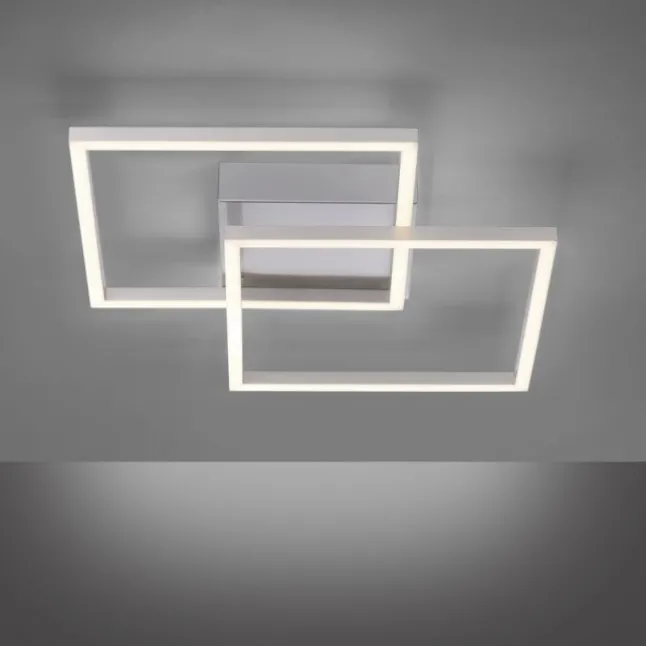 LED Deckenleuchte, stahlfarben, quadratisch, modern, energiesparend