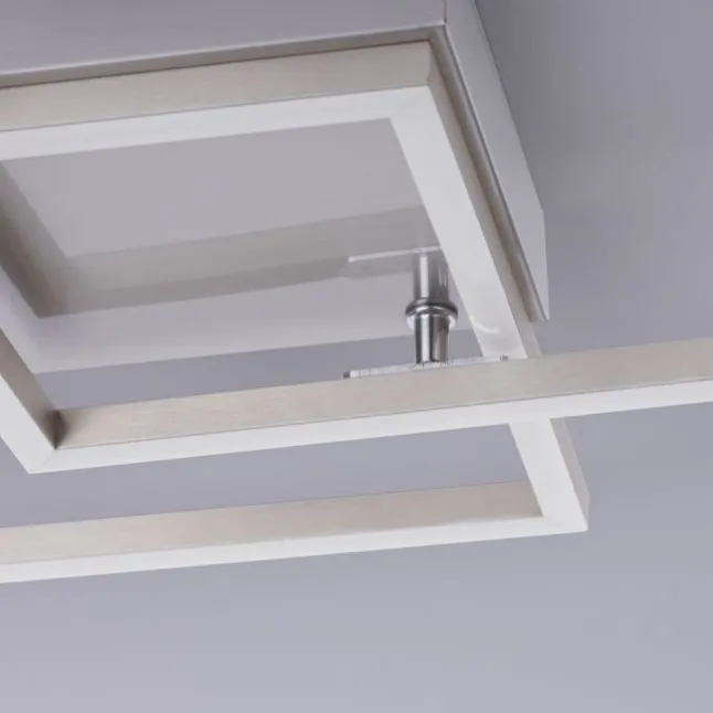 LED Deckenleuchte, stahlfarben, quadratisch, modern, energiesparend
