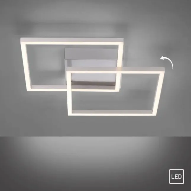LED Deckenleuchte, stahlfarben, quadratisch, modern, energiesparend