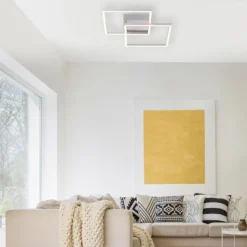 LED Deckenleuchte, stahlfarben, quadratisch, modern, energiesparend