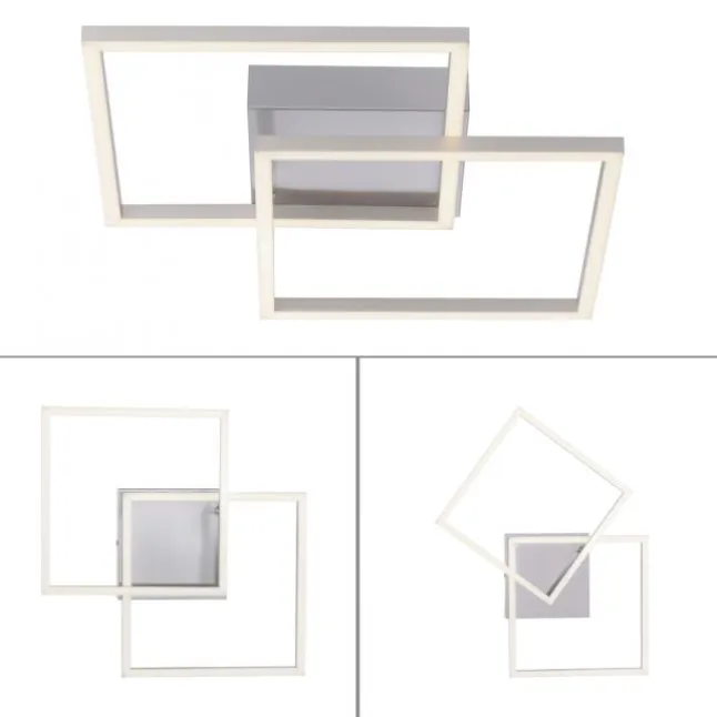 LED Deckenleuchte, stahlfarben, quadratisch, modern, energiesparend