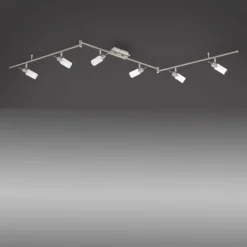 LED-Deckenleuchte, stahlfarben, 6-flammig, verstellbar, GU10