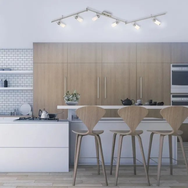 LED-Deckenleuchte, stahlfarben, 6-flammig, verstellbar, GU10