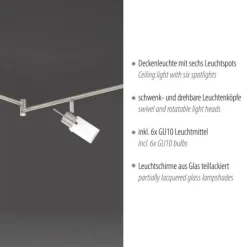 LED-Deckenleuchte, stahlfarben, 6-flammig, verstellbar, GU10