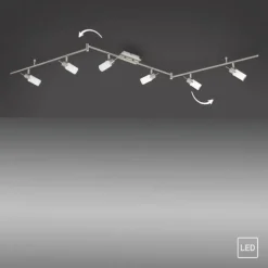 LED-Deckenleuchte, stahlfarben, 6-flammig, verstellbar, GU10