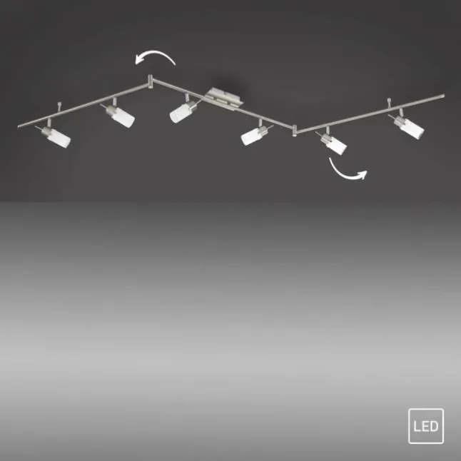 LED-Deckenleuchte, stahlfarben, 6-flammig, verstellbar, GU10