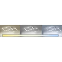 LED Deckenleuchte, stahlfarben, 2-flammig, dimmbar, geometrisches Design