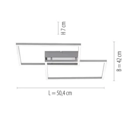 LED Deckenleuchte, stahlfarben, 2-flammig, dimmbar, geometrisches Design
