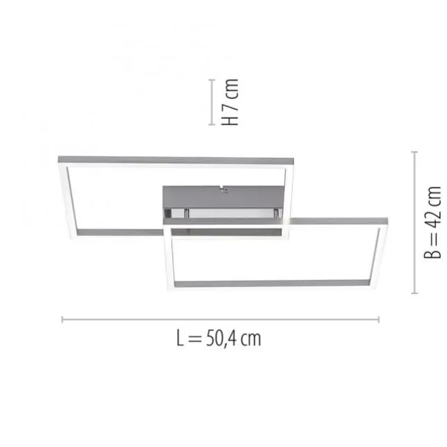 LED Deckenleuchte, stahlfarben, 2-flammig, dimmbar, geometrisches Design