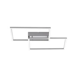 LED Deckenleuchte, stahlfarben, 2-flammig, dimmbar, geometrisches Design