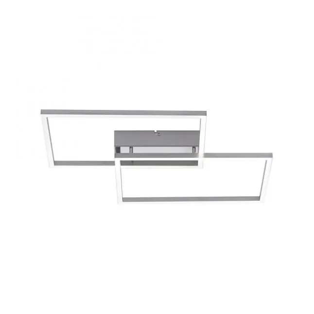 LED Deckenleuchte, stahlfarben, 2-flammig, dimmbar, geometrisches Design