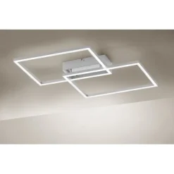 LED Deckenleuchte, stahlfarben, 2-flammig, dimmbar, geometrisches Design