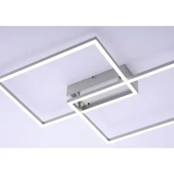 LED Deckenleuchte, stahlfarben, 2-flammig, dimmbar, geometrisches Design