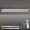LED Deckenleuchte, stahlfarben, rechteckig, Sternenhimmel-Optik, dimmbar