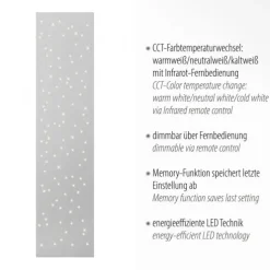 LED Deckenleuchte, stahlfarben, rechteckig, Sternenhimmel-Optik, dimmbar
