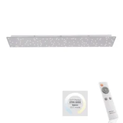 LED Deckenleuchte, stahlfarben, rechteckig, Sternenhimmel-Optik, dimmbar