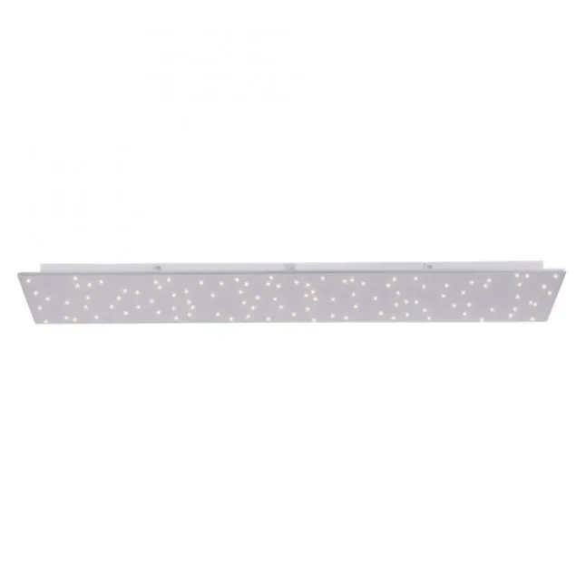 LED Deckenleuchte, stahlfarben, rechteckig, Sternenhimmel-Optik, dimmbar