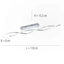 LED Deckenleuchte, stahlfarben, wellenförmige Leuchtkörper, dimmbar, modern