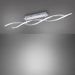 LED Deckenleuchte, stahlfarben, wellenförmige Leuchtkörper, dimmbar, modern