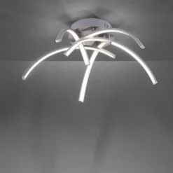 LED Deckenleuchte, stahlfarben, 5 flammig modern, Wohnzimmer