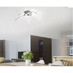 LED Deckenleuchte, stahlfarben, 5 flammig modern, Wohnzimmer