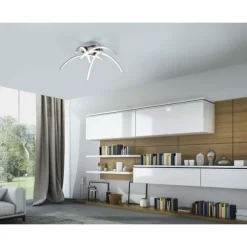 LED Deckenleuchte, stahlfarben, 5 flammig modern, Wohnzimmer