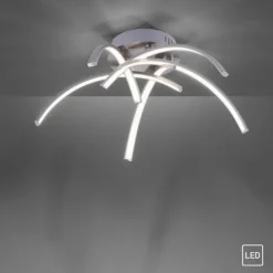 LED Deckenleuchte, stahlfarben, 5 flammig modern, Wohnzimmer