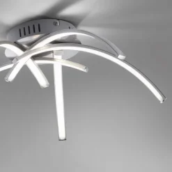 LED Deckenleuchte, stahlfarben, 5 flammig modern, Wohnzimmer