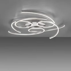 LED Deckenleuchte, stahlfarben, dimmbar, modern, energiesparend, warmweiß