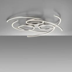 LED Deckenleuchte, stahlfarben, dimmbar, modern, energiesparend, warmweiß