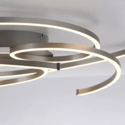 LED Deckenleuchte, stahlfarben, dimmbar, modern, energiesparend, warmweiß
