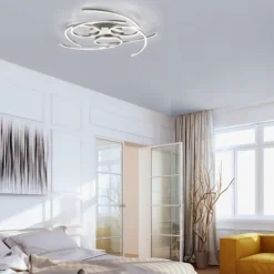LED Deckenleuchte, stahlfarben, dimmbar, modern, energiesparend, warmweiß