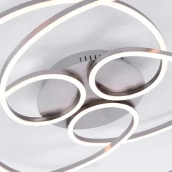 LED Deckenleuchte, stahlfarben, dimmbar, modern, energiesparend, warmweiß