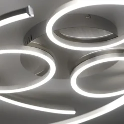 LED Deckenleuchte, stahlfarben, dimmbar, modern, energiesparend, warmweiß