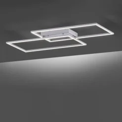 LED Deckenleuchte, stahlfarben, Memory Funktion, inkl Dimmfunktion, modern