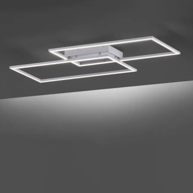 LED Deckenleuchte, stahlfarben, Memory Funktion, inkl Dimmfunktion, modern