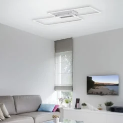 LED Deckenleuchte, stahlfarben, Memory Funktion, inkl Dimmfunktion, modern