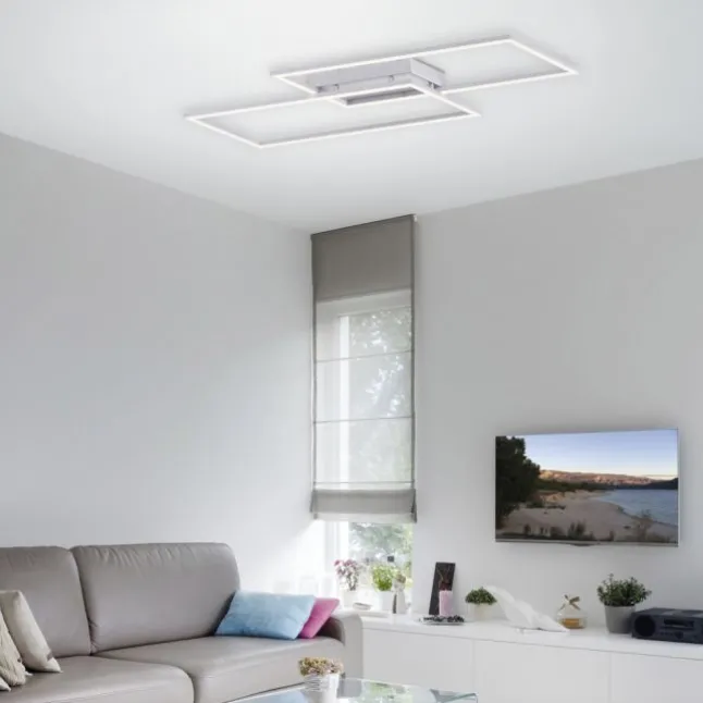 LED Deckenleuchte, stahlfarben, Memory Funktion, inkl Dimmfunktion, modern